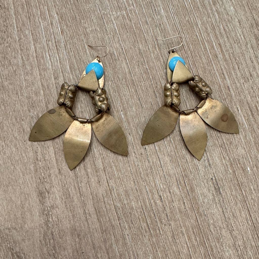 Erickson Beamon Gold And Turquoise Oversized Earrings